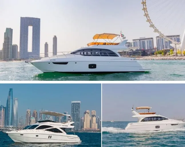 White Yacht With Dubai Skyline